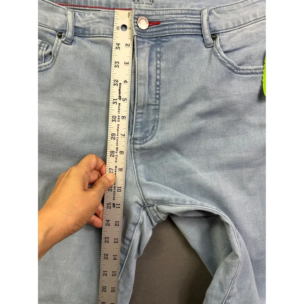 Peace Love World Light Wash Repreve Raw Hem Straight Leg‎ Jeans Womens 16 Blue